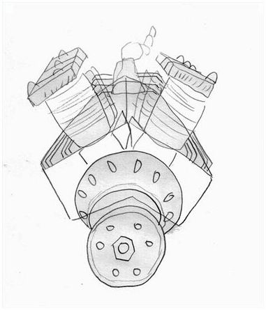 Как нарисовать автомобильный двигатель